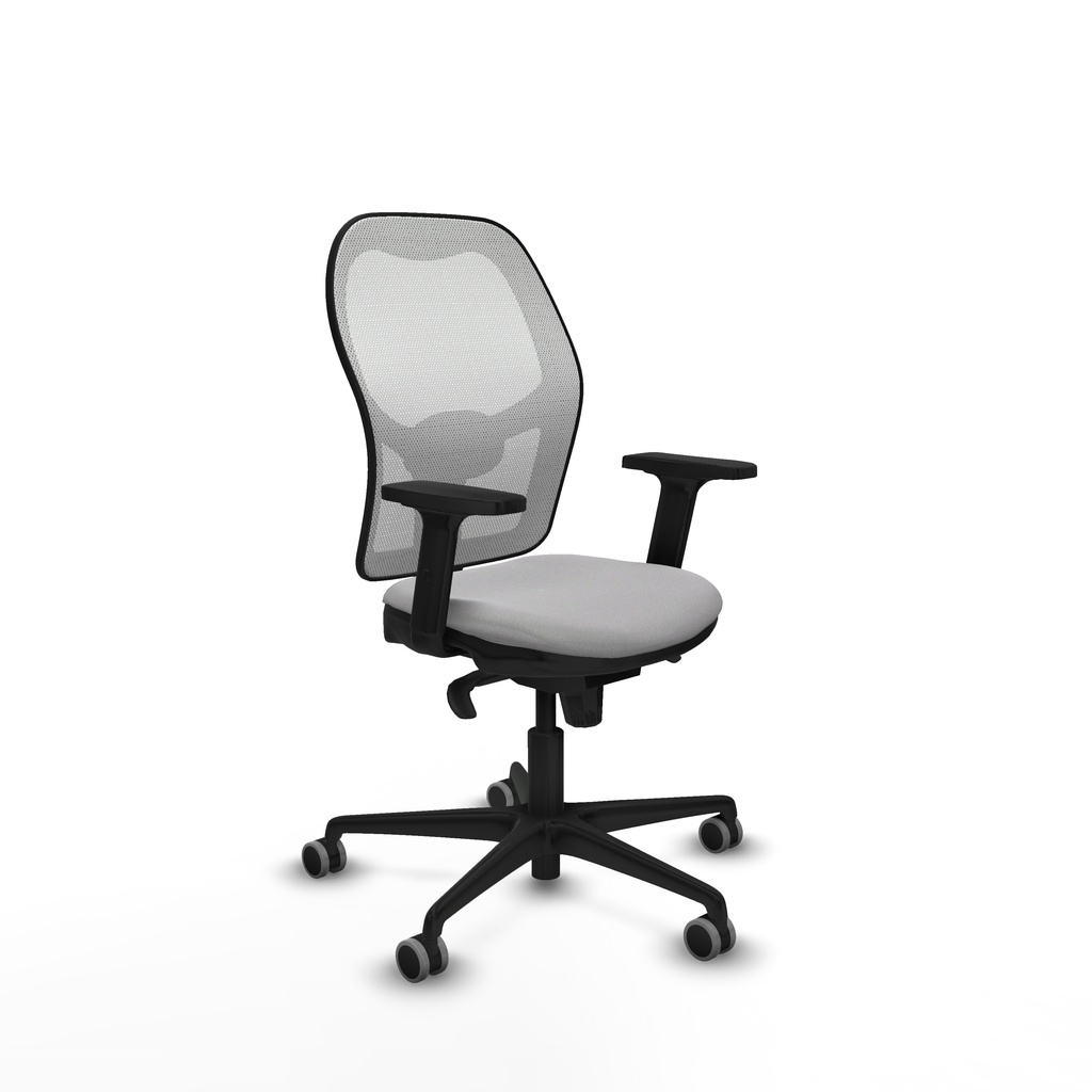 Jorquera sincro malla blanca bali gris claro brazos 2D base nailon  ruedas 65mm engomada