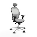 Jorquera sincro malla blanca bali gris claro brazos 2D base aluminio cabecero fijo ruedas 65mm engomada