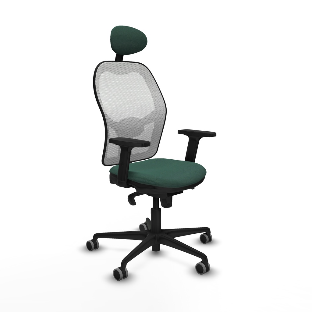 Jorquera sincro malla blanca bali verde botella brazos 2D base nailon cabecero fijo ruedas 65mm engomada