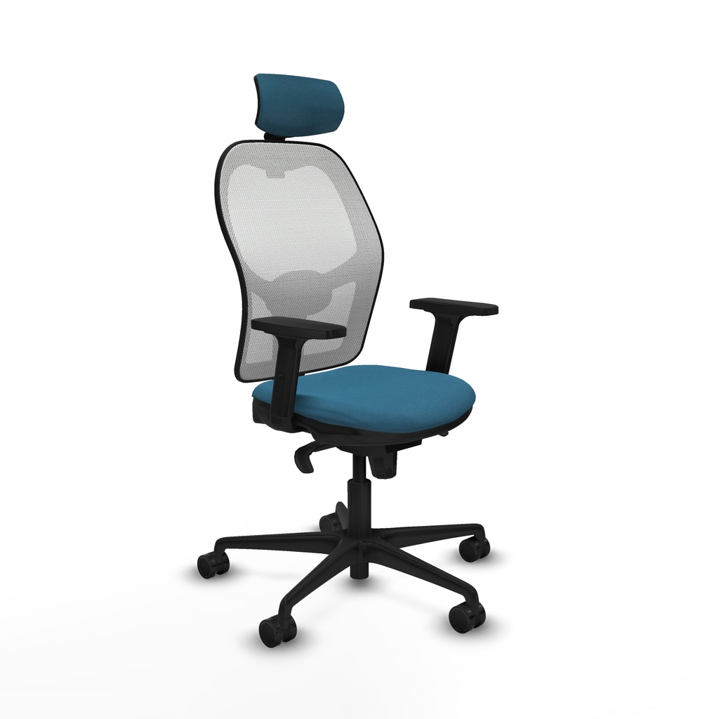 Jorquera sincro malla blanca bali verde petroleo brazos 2D base nailon cabecero 2D ruedas 65mm nailon