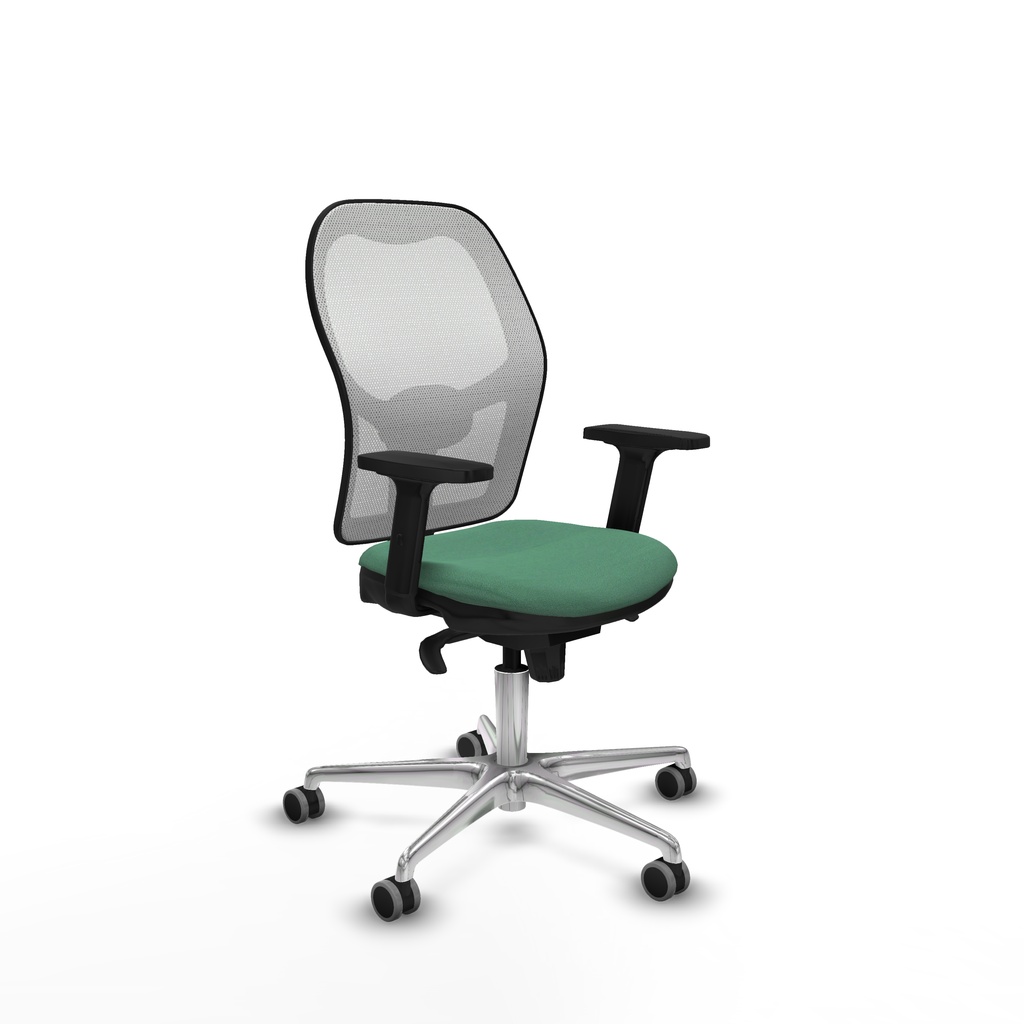 Jorquera sincro malla blanca bali verde esmeralda brazos 2D base aluminio  ruedas 65mm engomada