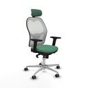 Jorquera sincro malla blanca bali verde esmeralda brazos 2D base aluminio cabecero 2D ruedas 65mm engomada