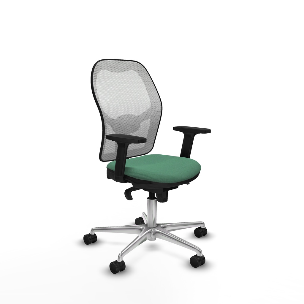 Jorquera sincro malla blanca bali verde esmeralda brazos 2D base aluminio  ruedas 65mm nailon