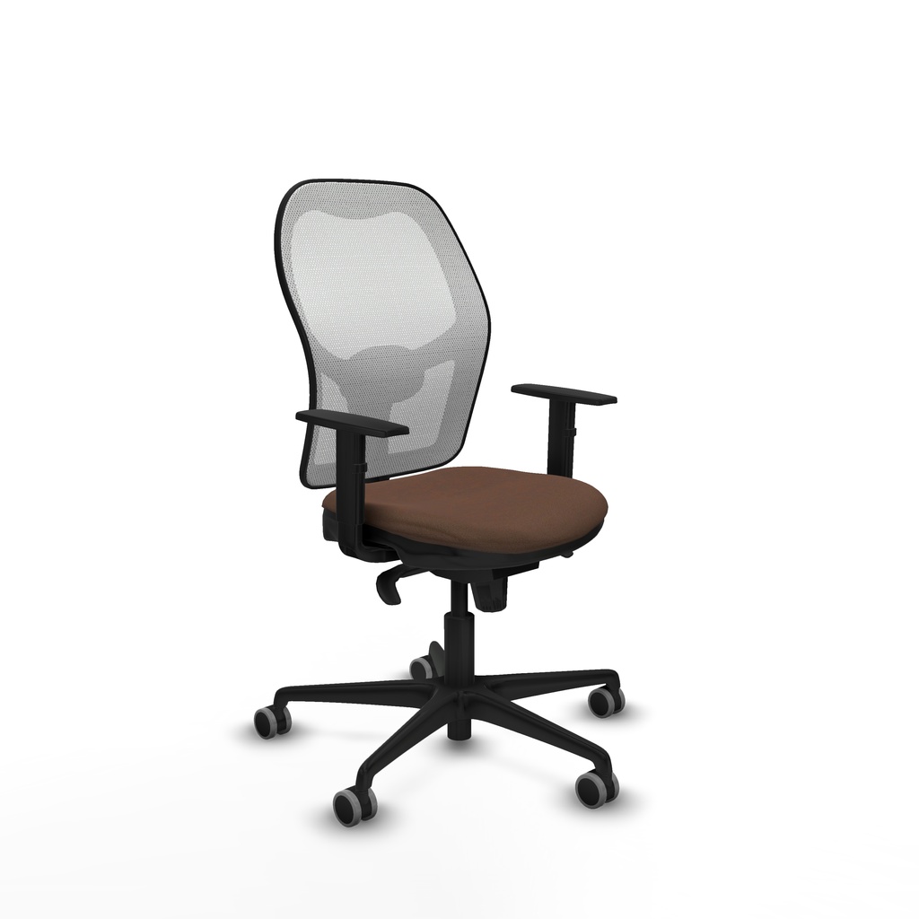 Jorquera sincro malla blanca bali marrón oscuro brazos 1D base nailon  ruedas 65mm engomada