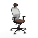 Jorquera sincro malla blanca bali marrón oscuro brazos 1D base nailon cabecero fijo ruedas 65mm engomada