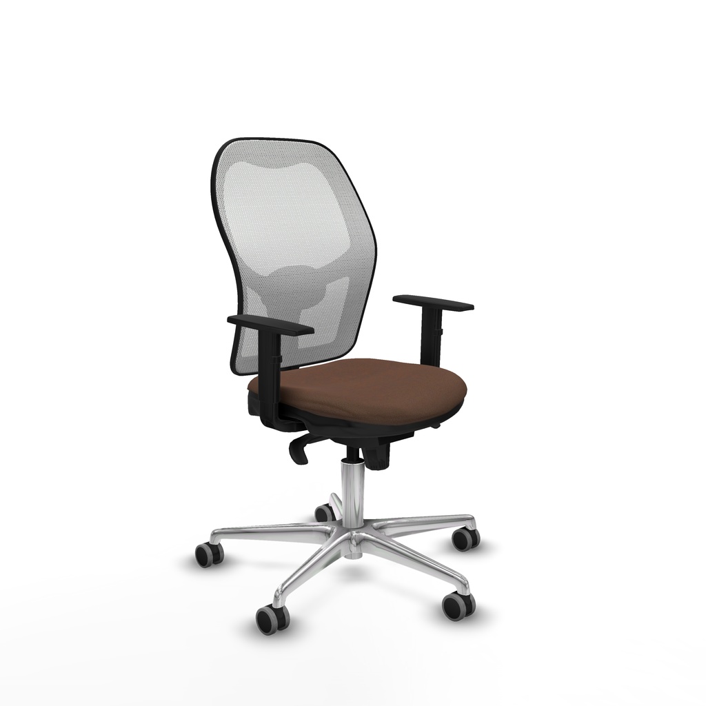 Jorquera sincro malla blanca bali marrón oscuro brazos 1D base aluminio  ruedas 65mm engomada