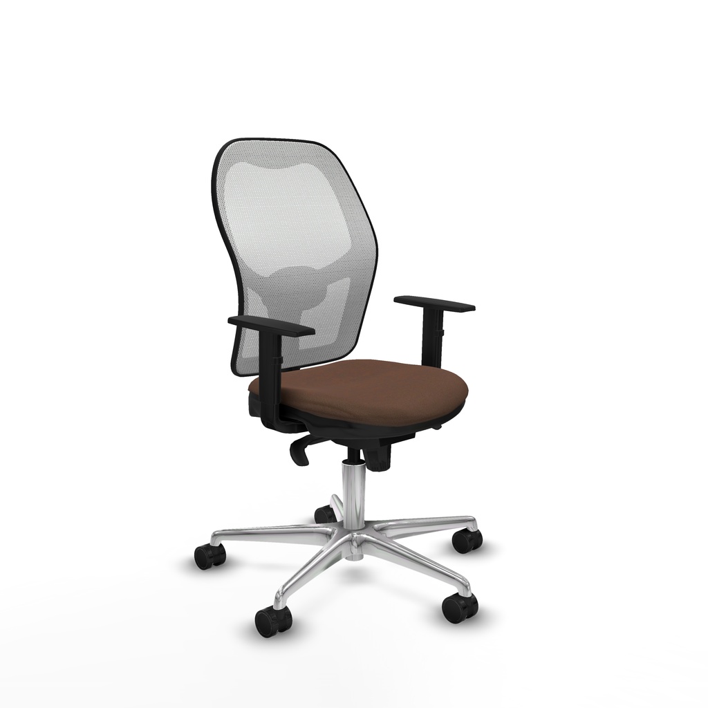 Jorquera sincro malla blanca bali marrón oscuro brazos 1D base aluminio  ruedas 65mm nailon