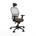 Jorquera sincro malla blanca bali marrón oscuro brazos 2D base nailon cabecero fijo ruedas 65mm nailon