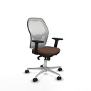 Jorquera sincro malla blanca bali marrón oscuro brazos 2D base aluminio  ruedas 65mm nailon