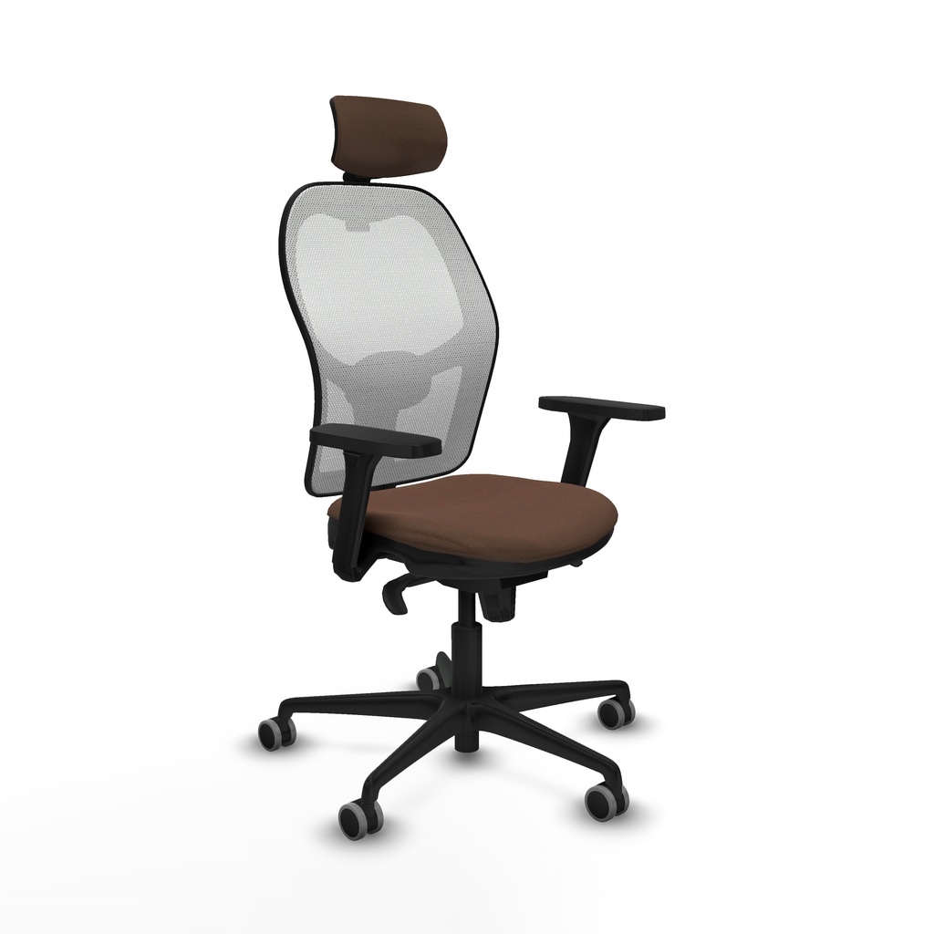 Jorquera sincro malla blanca bali marrón oscuro brazos 3D base nailon cabecero 2D ruedas 65mm engomada