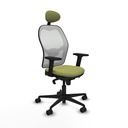 Jorquera sincro malla blanca bali verde oliva brazos 2D base nailon cabecero fijo ruedas 65mm nailon