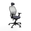 Jorquera sincro malla blanca bali gris oscuro brazos 2D base nailon cabecero fijo ruedas 65mm engomada