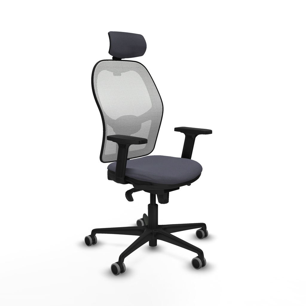 Jorquera sincro malla blanca bali gris oscuro brazos 2D base nailon cabecero 2D ruedas 65mm engomada
