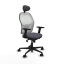 Jorquera sincro malla blanca bali gris oscuro brazos 2D base nailon cabecero fijo ruedas 65mm nailon