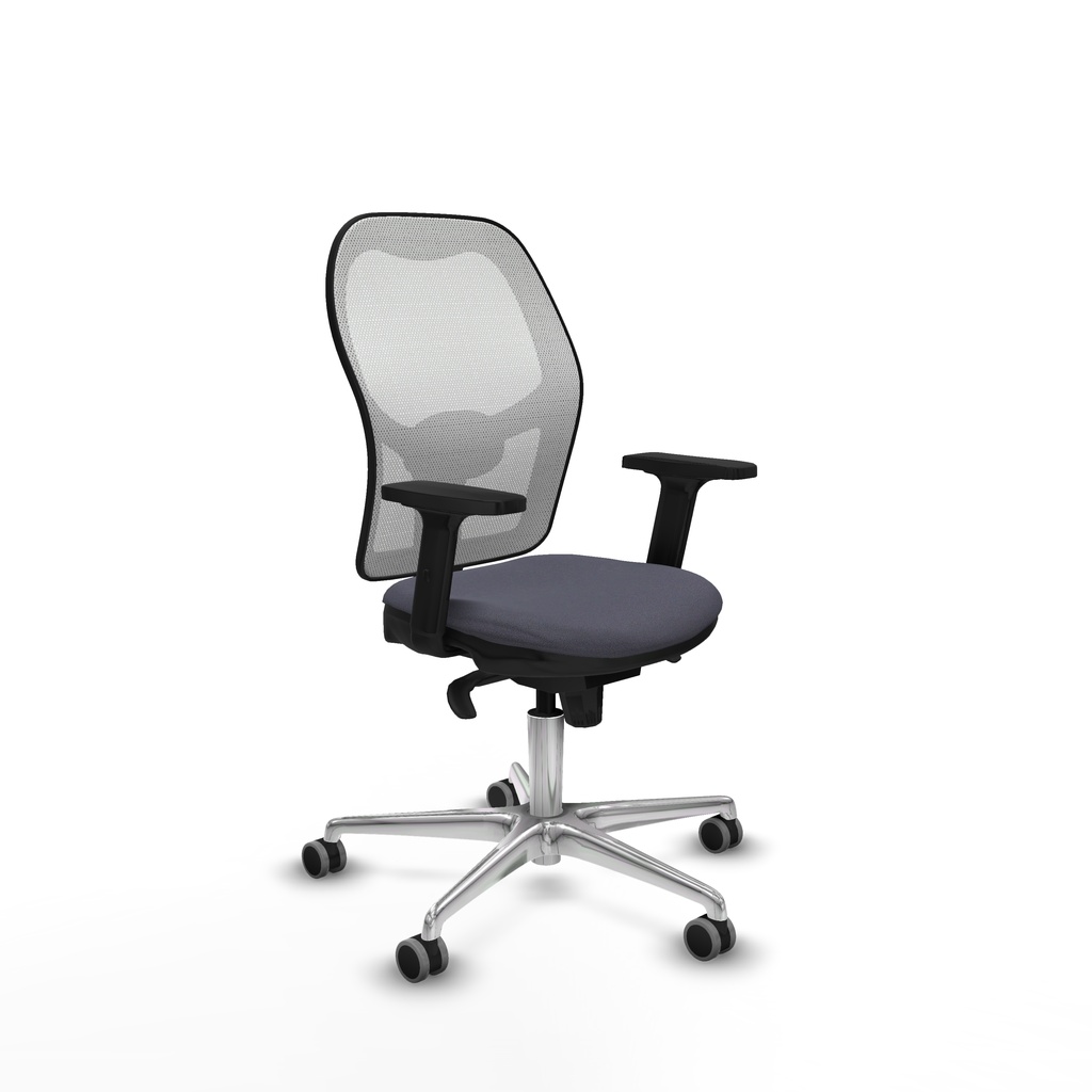 Jorquera sincro malla blanca bali gris oscuro brazos 2D base aluminio  ruedas 65mm engomada