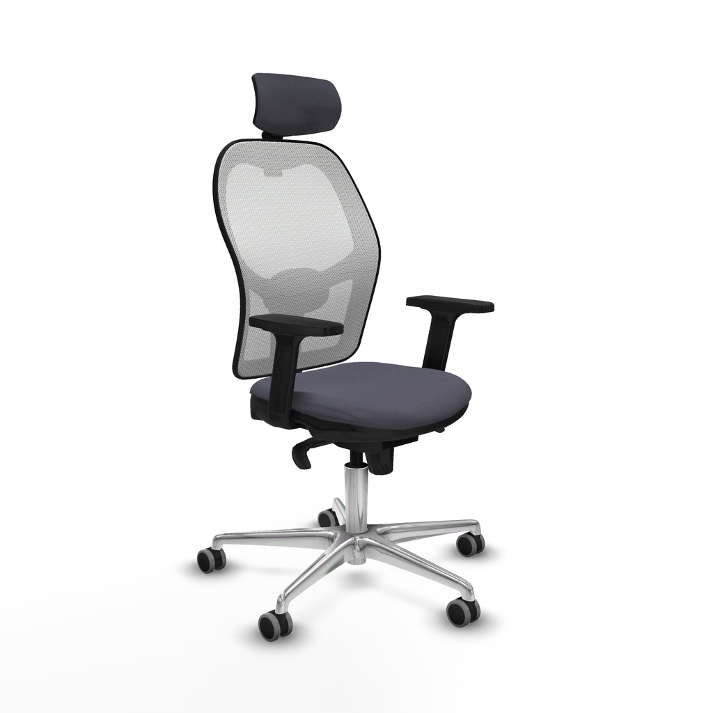 Jorquera sincro malla blanca bali gris oscuro brazos 2D base aluminio cabecero 2D ruedas 65mm engomada