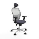 Jorquera sincro malla blanca bali gris oscuro brazos 2D base aluminio cabecero fijo ruedas 65mm nailon