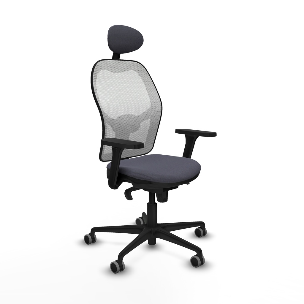 Jorquera sincro malla blanca bali gris oscuro brazos 3D base nailon cabecero fijo ruedas 65mm engomada