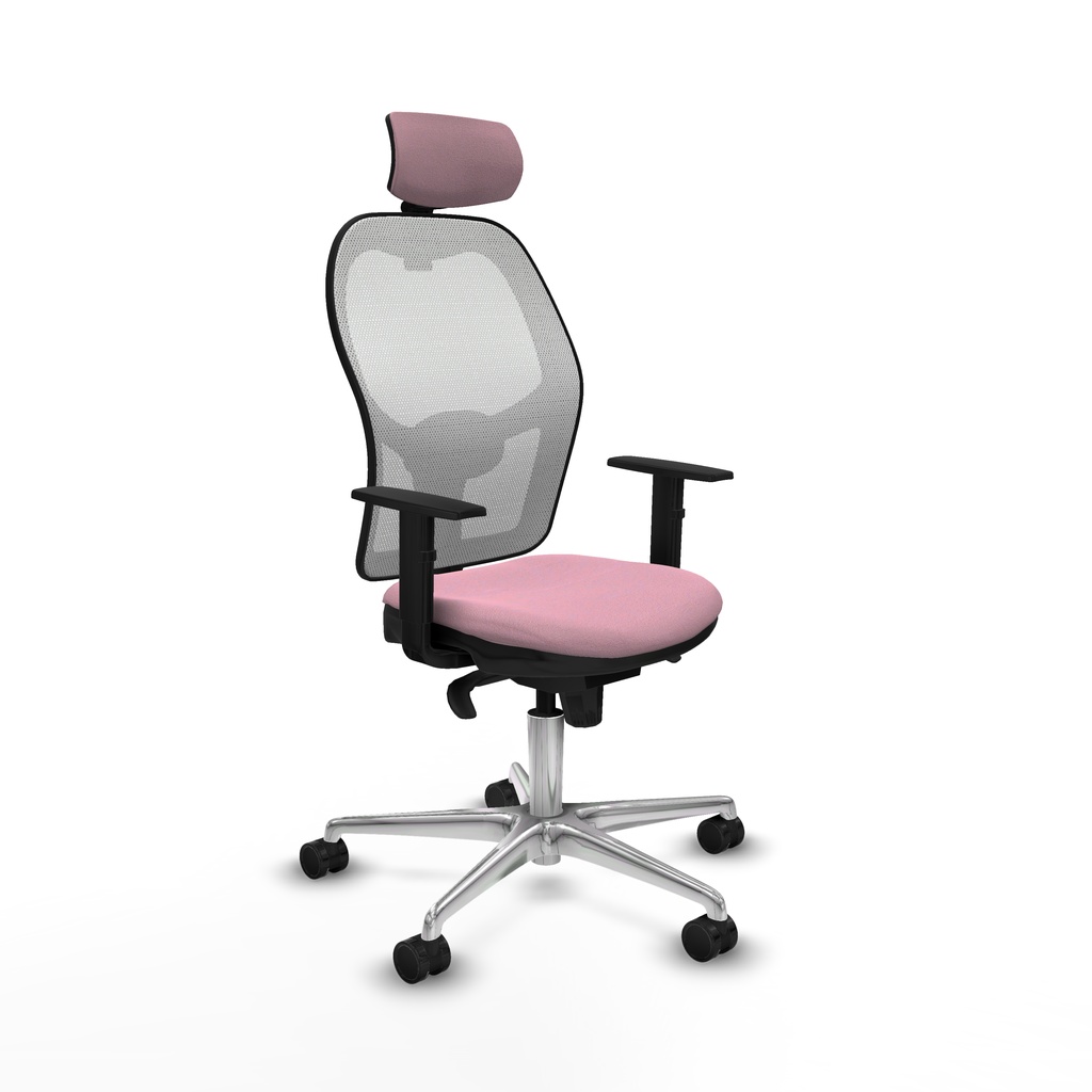Jorquera sincro malla blanca bali rosa brazos 1D base aluminio cabecero 2D ruedas 65mm nailon
