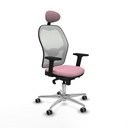 Jorquera sincro malla blanca bali rosa brazos 2D base aluminio cabecero fijo ruedas 65mm engomada