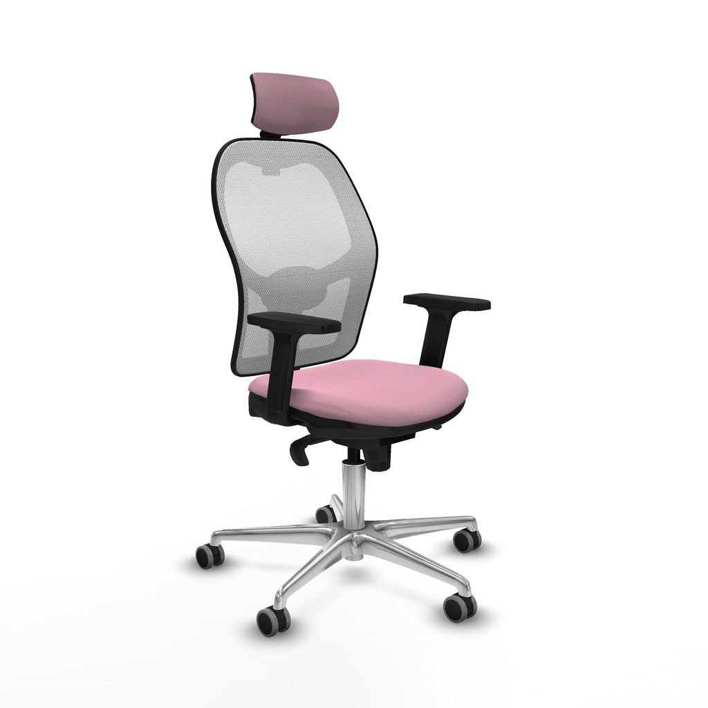 Jorquera sincro malla blanca bali rosa brazos 2D base aluminio cabecero 2D ruedas 65mm engomada