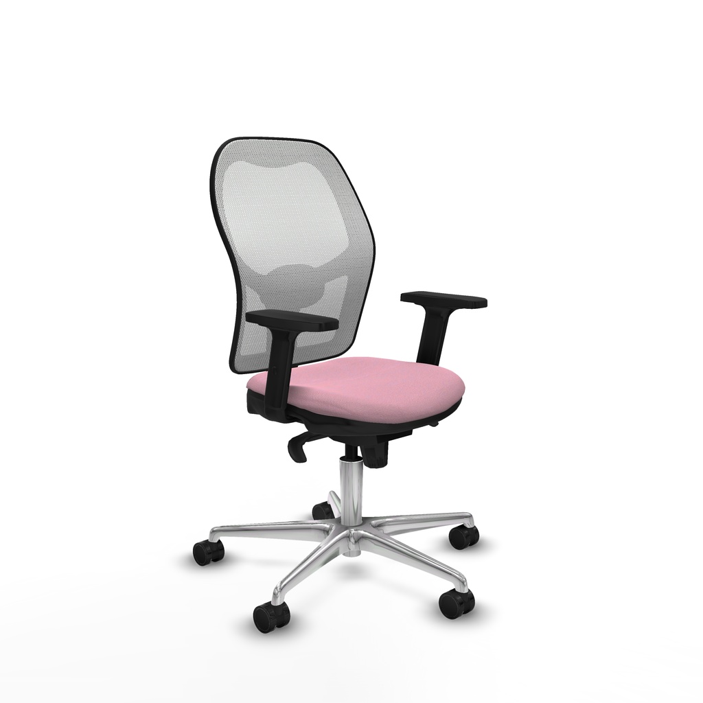 Jorquera sincro malla blanca bali rosa brazos 2D base aluminio  ruedas 65mm nailon