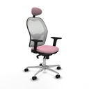 Jorquera sincro malla blanca bali rosa brazos 2D base aluminio cabecero fijo ruedas 65mm nailon