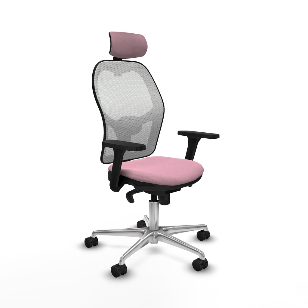 Jorquera sincro malla blanca bali rosa brazos 3D base aluminio cabecero 2D ruedas 65mm nailon