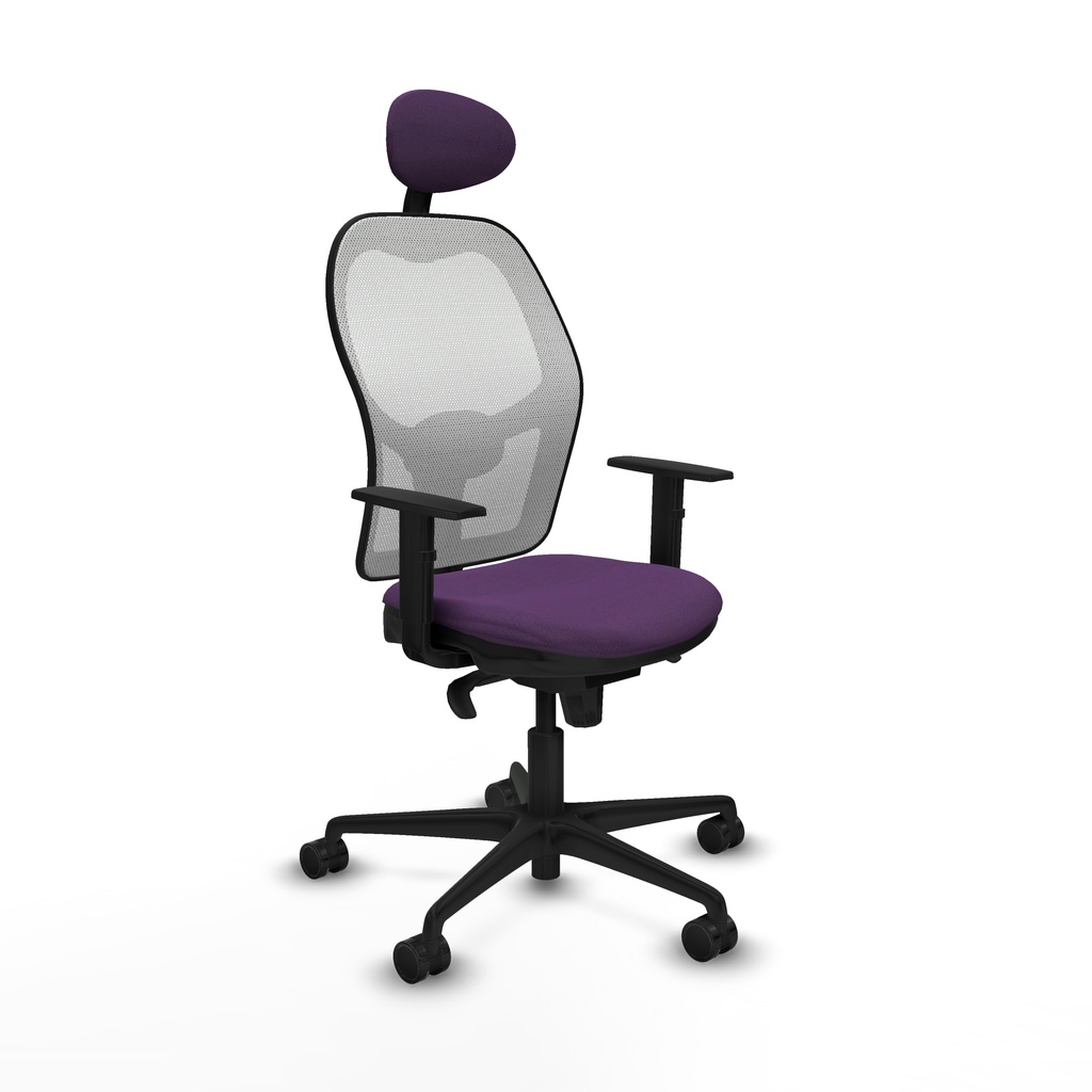Jorquera sincro malla blanca bali morado brazos 1D base nailon cabecero fijo ruedas 65mm nailon