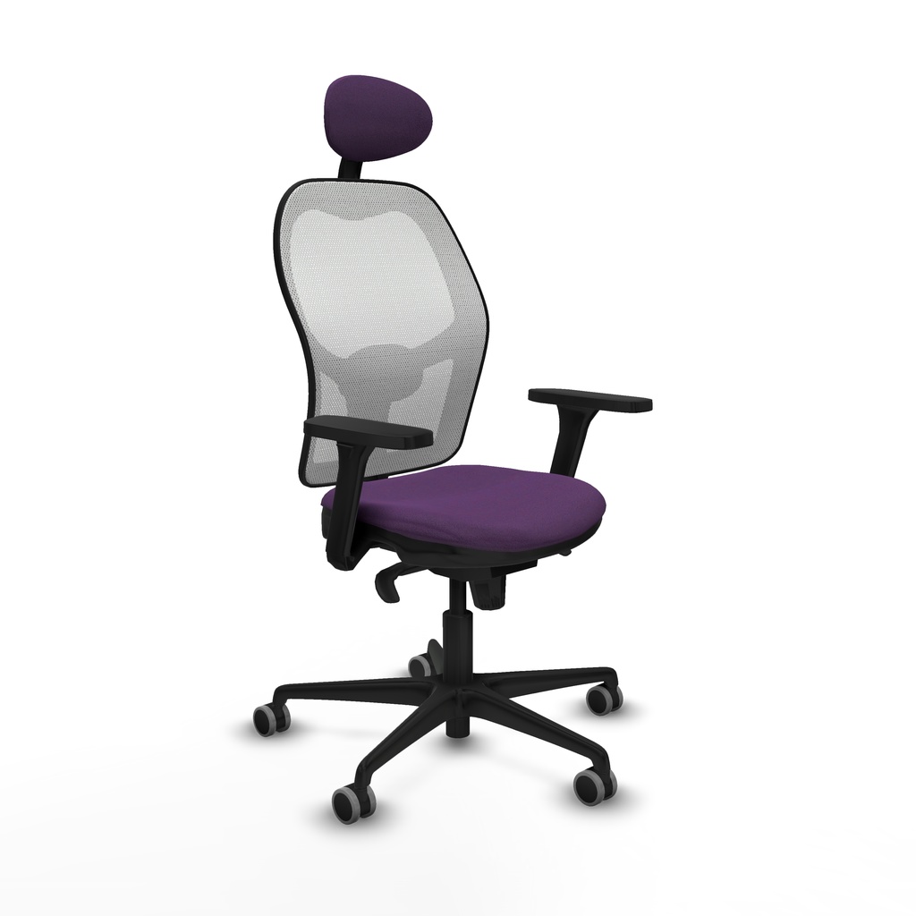 Jorquera sincro malla blanca bali morado brazos 3D base nailon cabecero fijo ruedas 65mm engomada