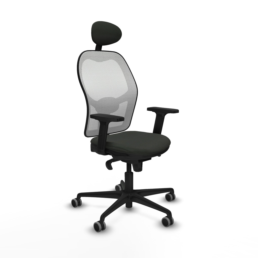 Jorquera sincro malla blanca bali negro brazos 2D base nailon cabecero fijo ruedas 65mm engomada