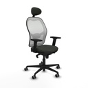 Jorquera sincro malla blanca bali negro brazos 2D base nailon cabecero fijo ruedas 65mm engomada