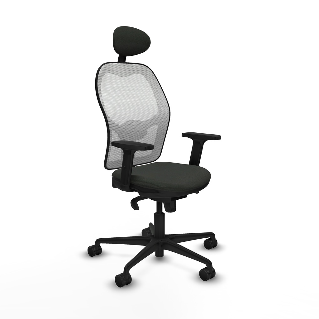 Jorquera sincro malla blanca bali negro brazos 2D base nailon cabecero fijo ruedas 65mm nailon