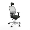 Jorquera sincro malla blanca bali negro brazos 2D base aluminio cabecero fijo ruedas 65mm nailon
