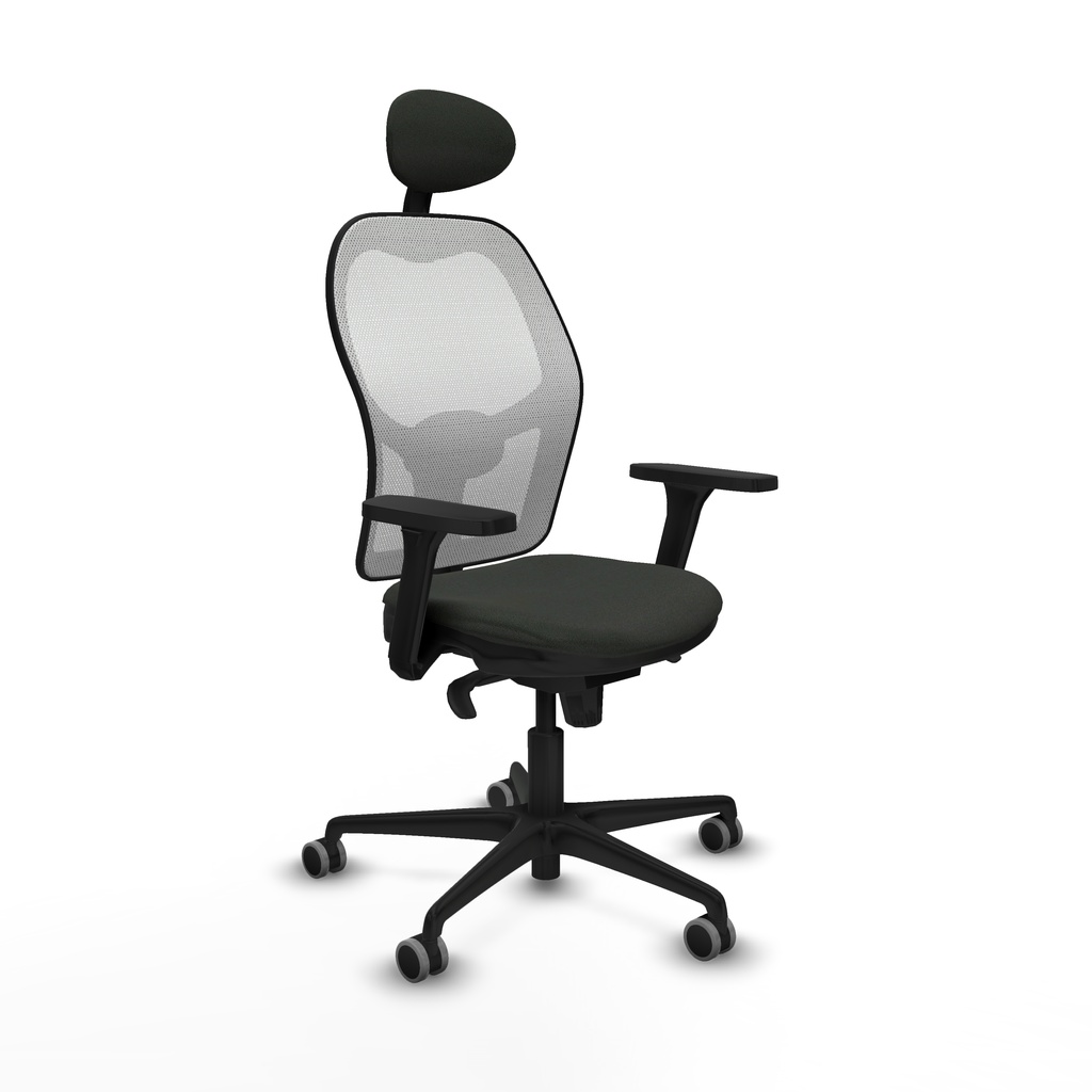 Jorquera sincro malla blanca bali negro brazos 3D base nailon cabecero fijo ruedas 65mm engomada