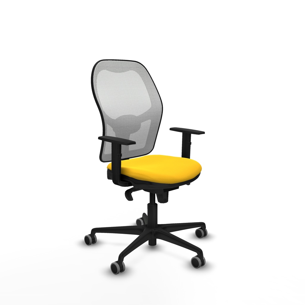 Jorquera sincro malla blanca similpiel amarillo brazos 1D base nailon  ruedas 65mm engomada