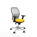 Jorquera sincro malla blanca similpiel amarillo brazos 2D base aluminio  ruedas 65mm engomada