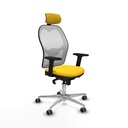 Jorquera sincro malla blanca similpiel amarillo brazos 2D base aluminio cabecero 2D ruedas 65mm engomada