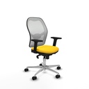 Jorquera sincro malla blanca similpiel amarillo brazos 2D base aluminio  ruedas 65mm nailon