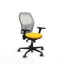 Jorquera sincro malla blanca similpiel amarillo brazos 3D base nailon  ruedas 65mm engomada