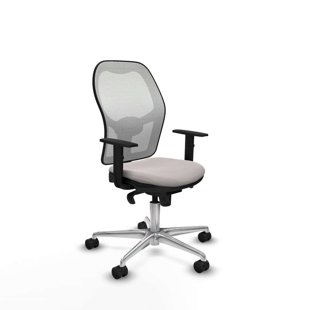 Jorquera sincro malla blanca similpiel blanco brazos 1D base aluminio  ruedas 65mm nailon