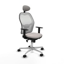 Jorquera sincro malla blanca similpiel blanco brazos 1D base aluminio cabecero fijo ruedas 65mm nailon