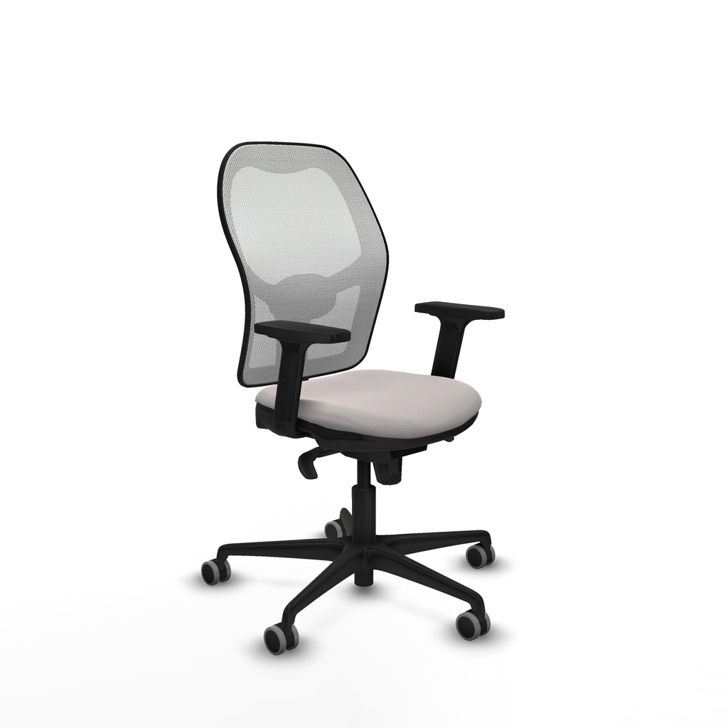 Jorquera sincro malla blanca similpiel blanco brazos 2D base nailon  ruedas 65mm engomada