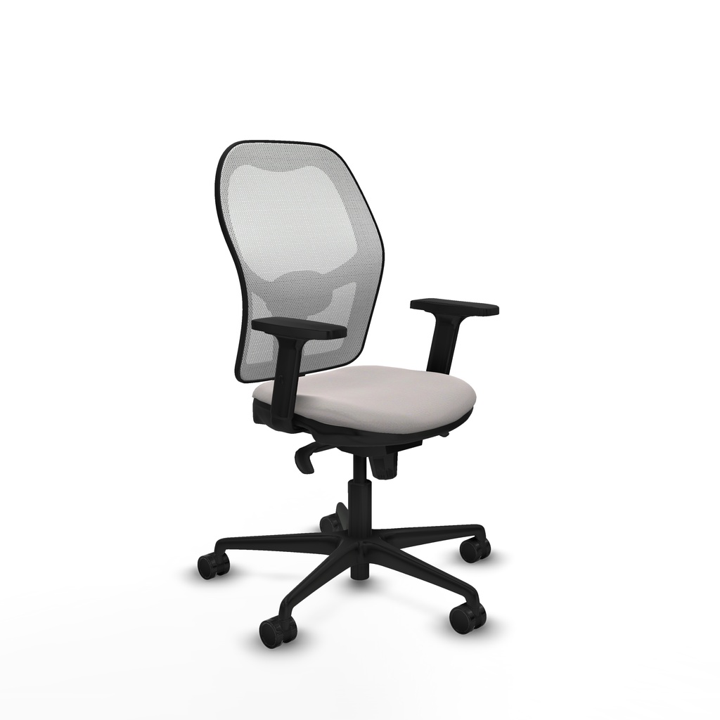 Jorquera sincro malla blanca similpiel blanco brazos 2D base nailon  ruedas 65mm nailon