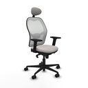 Jorquera sincro malla blanca similpiel blanco brazos 2D base nailon cabecero fijo ruedas 65mm nailon
