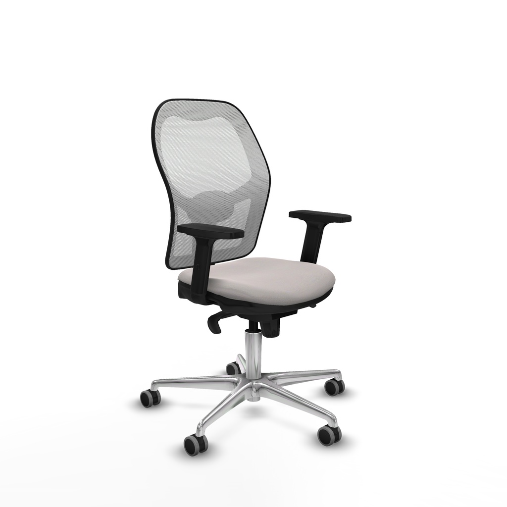 Jorquera sincro malla blanca similpiel blanco brazos 2D base aluminio  ruedas 65mm engomada