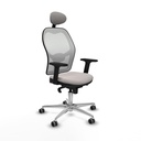 Jorquera sincro malla blanca similpiel blanco brazos 2D base aluminio cabecero fijo ruedas 65mm engomada