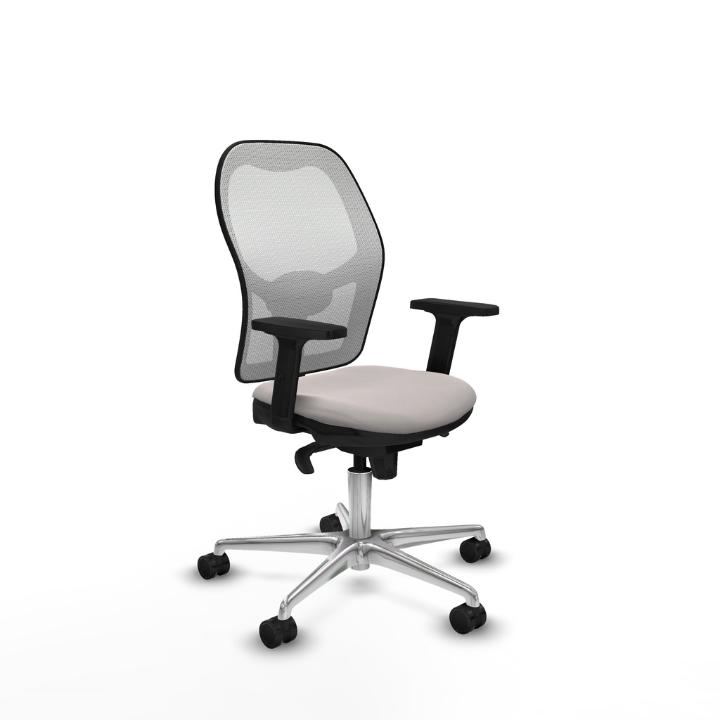 Jorquera sincro malla blanca similpiel blanco brazos 2D base aluminio  ruedas 65mm nailon