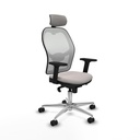 Jorquera sincro malla blanca similpiel blanco brazos 2D base aluminio cabecero 2D ruedas 65mm nailon