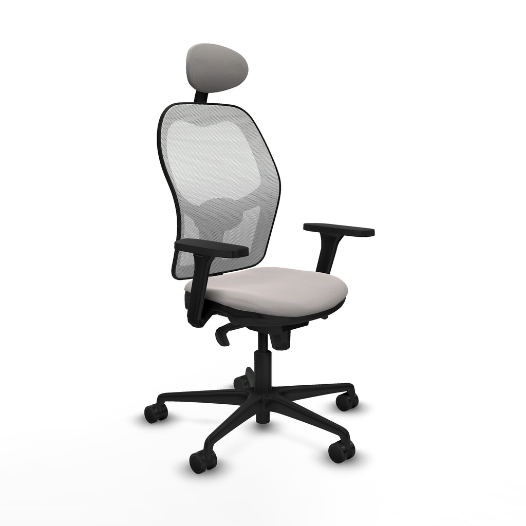 [15S4M2S10B3D036N1] Jorquera sincro malla blanca similpiel blanco brazos 3D base nailon cabecero fijo ruedas 65mm nailon
